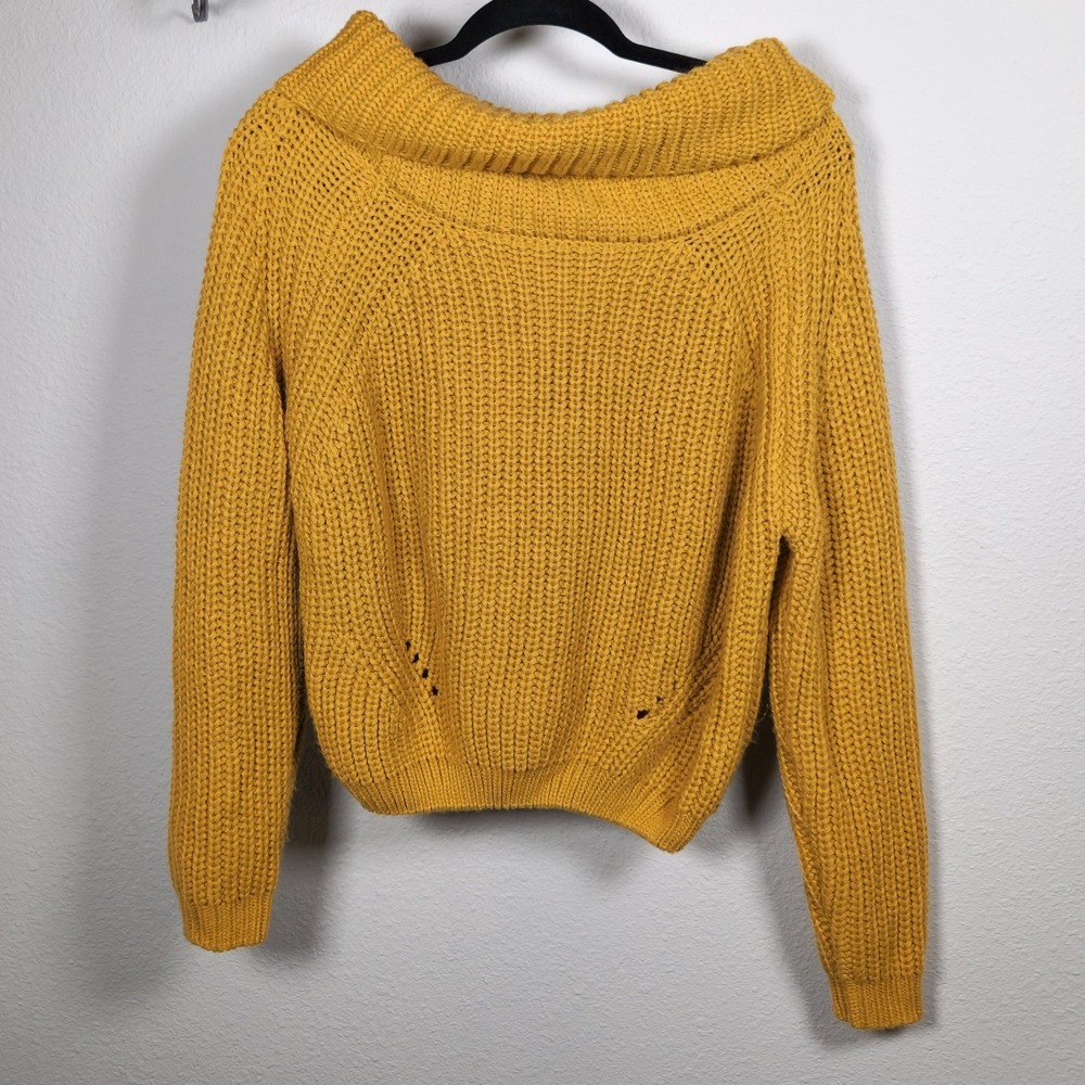 Anthropology Moon & Madison Womens Off Shoulder Chunky Knit Sweater Pullover